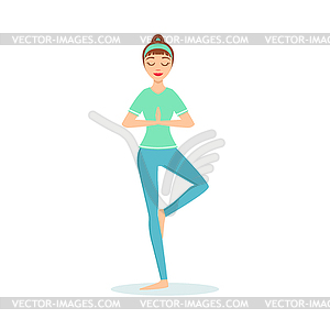 Warrior Virabhadrasana Yoga Pose Demonstrated By - vector clip art