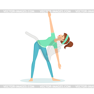 Triangle Trikonasana Yoga Pose Demonstrated By - vector image