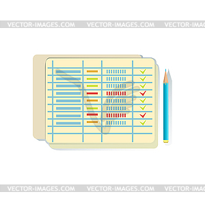 List With Ticked Lines, Task Schedule Office - vector image