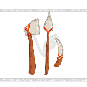 Set Of Man Made Stone Age Troglodyte Tools And - vector image