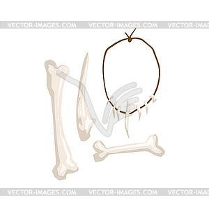 Set Of Primitive Troglodyte Man Made Bone Tools - vector image