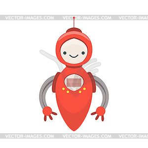 Red Friendly Android Robot Character Without Legs - vector clip art