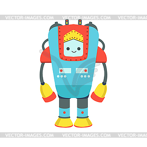 Blue And Red Giant Friendly Android Robot - vector clip art