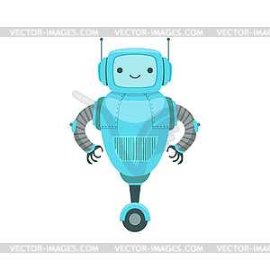 Blue Friendly Android Robot Character With Two - vector image