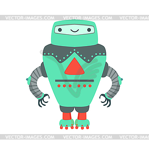 Grenn Giant Friendly Android Robot Character Cartoon - vector clip art