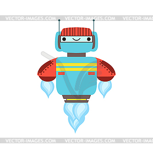 Blue And Red Friendly Android Robot Character - royalty-free vector clipart