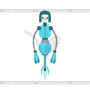 Thin Blue Floating Mid Air Friendly Android Robot - vector image