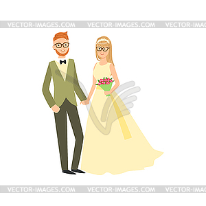 Bride And Groom In Glasses Newlywed Couple In - vector clip art