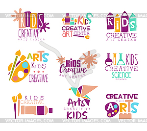 Kids Creative Class Template Promotional Logo Set - royalty-free vector clipart