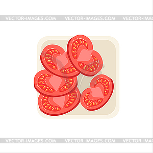 Set Of Fresh Tomato Ingredient Cut And Prepared - royalty-free vector image