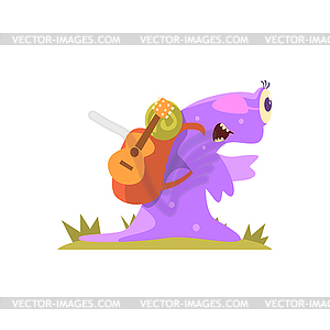 Purple Slug Jelly Monster Carrynig Backpack And - vector image