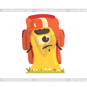 Yellow Blob Monster With Goatee And Moustache With - vector clip art