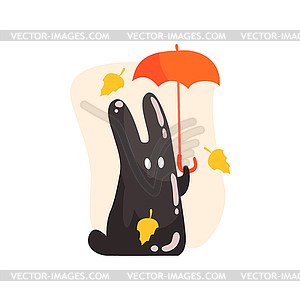 Black Tar Jelly Rabbit Shape Monster Holding - vector image