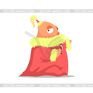 Female Monster In Red Mantle With Ponytail - vector clipart