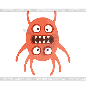 Красный Дважды Лица Агрессивные болезнетворных бактерий - графика в векторе