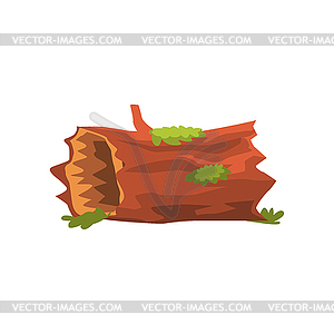 Moldering Swamp Log Element Of Forest Landscape - vector image