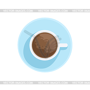 White China Cup With Black Coffee Standing On Plate - vector clip art