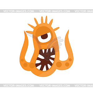Orange Aggressive Malignant Bacteria Monster With - vector image