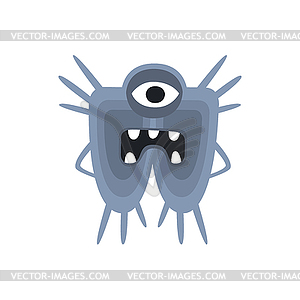 Blue One-Eyed Aggressive Malignant Bacteria - vector clipart