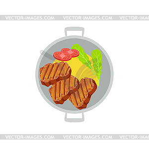 Grilled Beef Steaks With Side Of Mashed Potatoes An - vector clipart