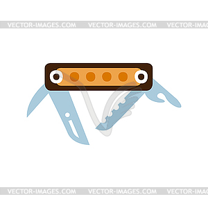 Pocket Knife With Set Of Different Tools And Blades - vector clipart