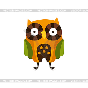 Stylized Owl Standing, Camping And Hiking Outdoor - vector image