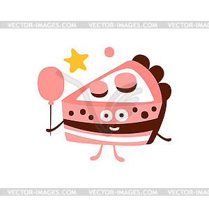 Кусочек день рождения торт с воздушного шара Дети - клипарт в формате EPS