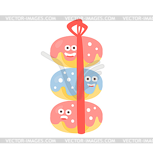 Pile Of Three Doughnuts With Ribbon Children - vector image