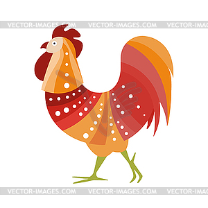 Rooster Farm Bird Colored In Artictic Modern Style - vector clipart