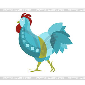 Петух ферма птица окрашена в Artictic Современный стиль - изображение в векторе / векторный клипарт