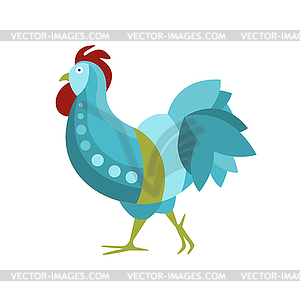 Rooster Farm Bird Colored In Artictic Modern Style - vector EPS clipart