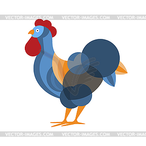 Rooster Farm Bird Colored In Artictic Modern Style - vector clipart