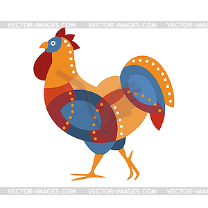 Rooster Farm Bird Colored In Artictic Modern Style - stock vector clipart