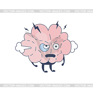 Brain Pissed Off Comic Character Representing - vector image