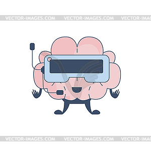 Brain Playing Virtual REality Video Games Comic - vector EPS clipart