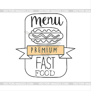 Hot Dog In Frame With Ribbon Premium Quality Fast - vector image