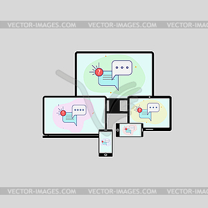 On screen laptop computer and mobile devices new - vector clipart