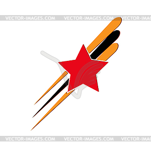 Red star and three rays in colors of St. George - vector image