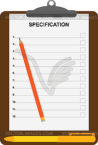 Лист с пронумерованными линейками со словом СПЕЦИФИКАЦИЯ - иллюстрация в векторе