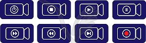 Blue rectangular button to indicate functions of - vector clipart