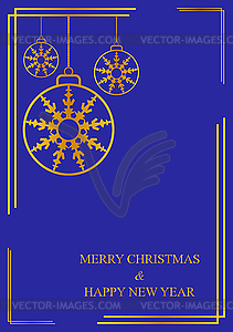 New year and merry Christmas greeting card - vector clip art