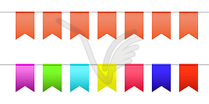 Set of colored and orange flags for decoration - vector clipart