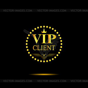 Gold inscription VIP client, black background - vector clip art