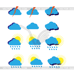 Set of colored weather meteorological symbols for - vector clipart