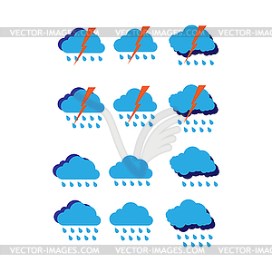 Set of colored weather meteorological symbols for - vector clip art