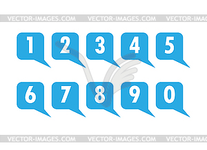 Set of numbers on blue square background, callout - vector clipart