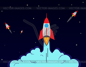 Start rocket. Conceptual banner of start-up startup - vector clipart