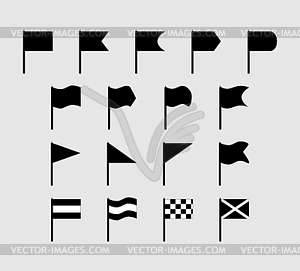 Set of 17 flat silhouette flags of different - vector image