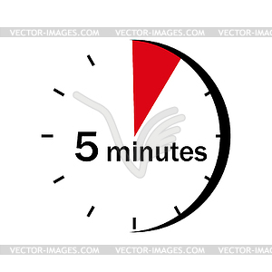 Sector of 5 minutes is marked on clock face - vector clipart / vector image