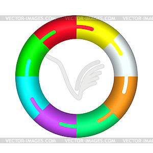 Pie chart of color sectors with puzzle elements - vector EPS clipart